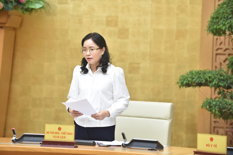 Thứ trưởng Bộ VHTT&DL Trịnh Thị Thủy phát biểu tại cuộc họp - Ảnh: VGP/Giang Thanh Thứ trưởng Bộ VHTT&DL Trịnh Thị Thủy phát biểu tại cuộc họp - Ảnh: VGP/Giang Thanh