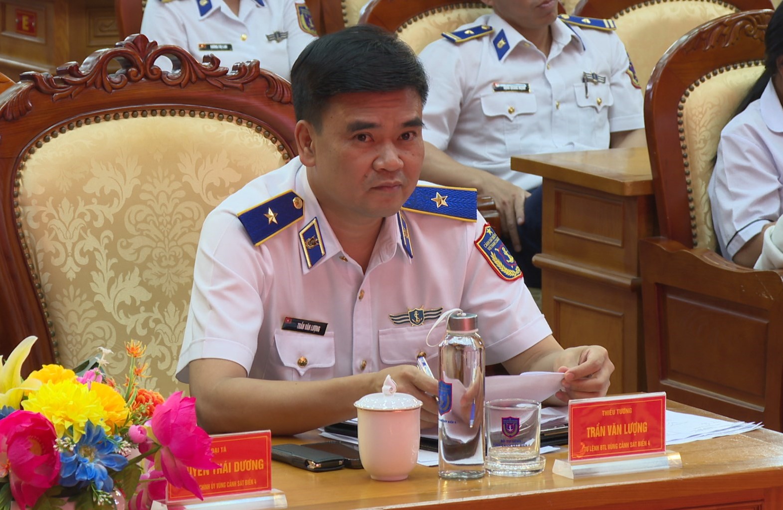 Thiếu tướng Trần Văn Lượng, Phó bí thư Đảng ủy, Tư lệnh Vùng Cảnh sát biển 4 dự, chỉ đạo Hội thi