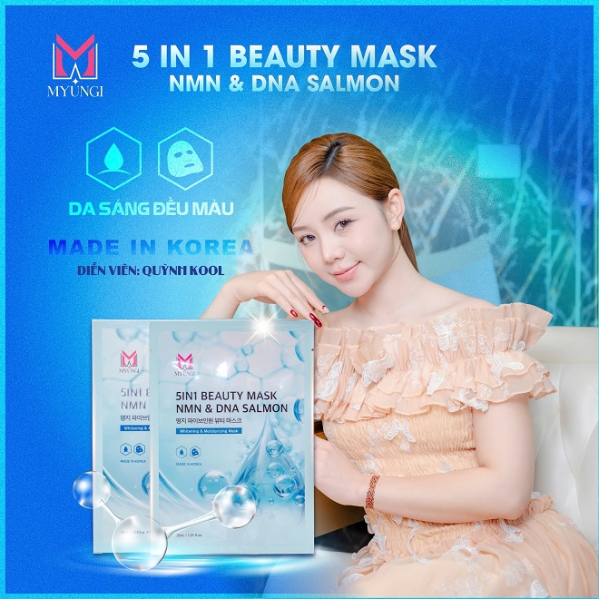 Hình ảnh quảng cáo mặt nạ NMN Myungi của diễn viên Quỳnh Kun Hình ảnh quảng cáo mặt nạ NMN Myungi của diễn viên Quỳnh Kun