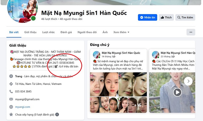 Doanh số khủng được quảng cáo tại một fanpage trên mạng xã hội Doanh số khủng được quảng cáo tại một fanpage trên mạng xã hội