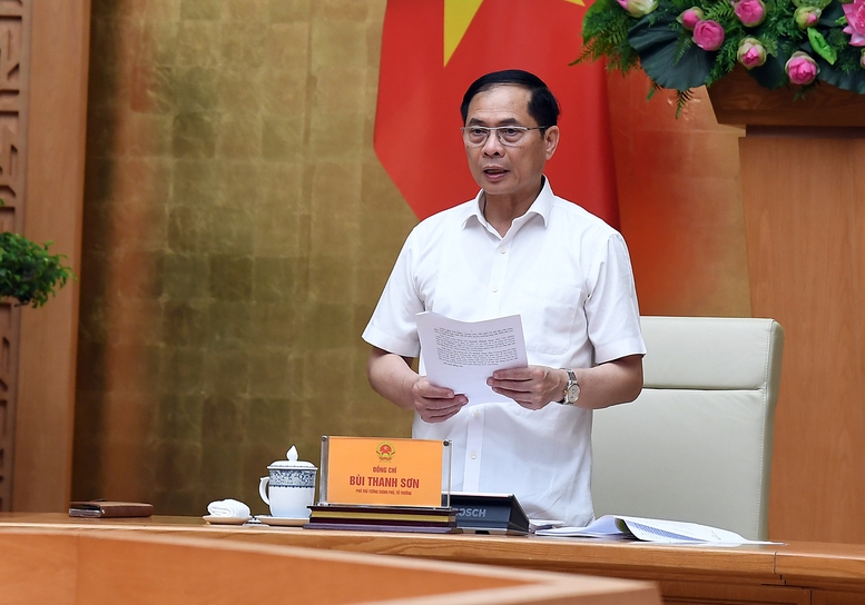 Phó Thủ tướng Bùi Thanh Sơn đề nghị trong quá trình xây dựng, hoàn thiện, các văn kiện phải thể hiện được "hồn cốt" các dự thảo văn kiện Đại hội XIV của Đảng, của cấp trên; nêu rõ những giải pháp của bộ, cơ quan mình phải làm gì để góp phần đưa Việt Nam bước vào kỷ nguyên mới - Ảnh: VGP/Hải Minh