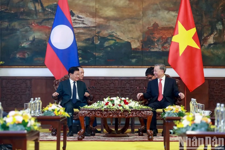 Tổng Bí thư Tô Lâm tiếp Tổng Bí thư, Chủ tịch nước Lào Thongloun Sisoulith