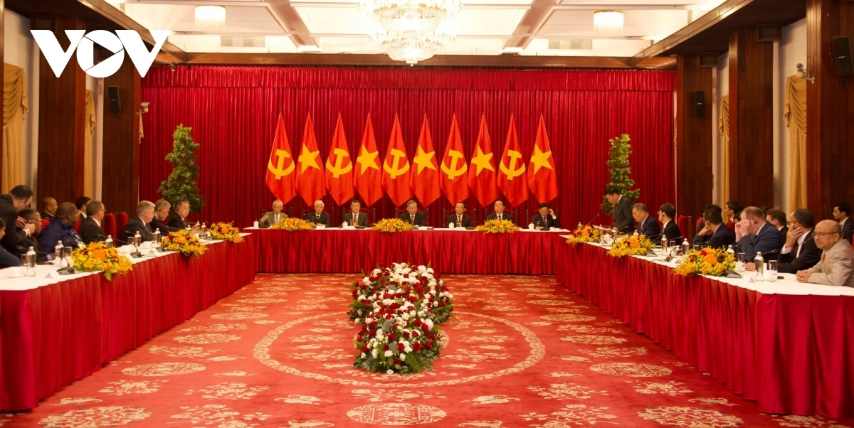 Tổng Bí thư Tô Lâm tiếp các Trưởng đoàn chính đảng các nước dự Lễ kỷ niệm 50 năm Ngày Giải phóng miền Nam, thống nhất đất nước.