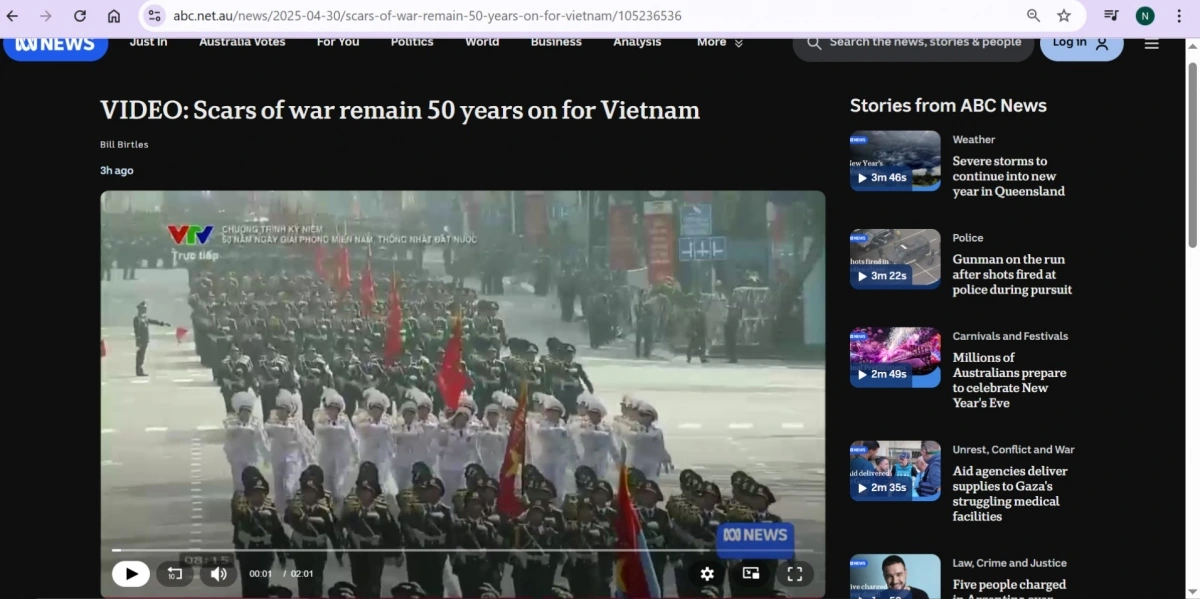 Tin tức về lễ kỷ niệm 30/4 trên báo ABC News Tin tức về lễ kỷ niệm 30/4 trên báo ABC News