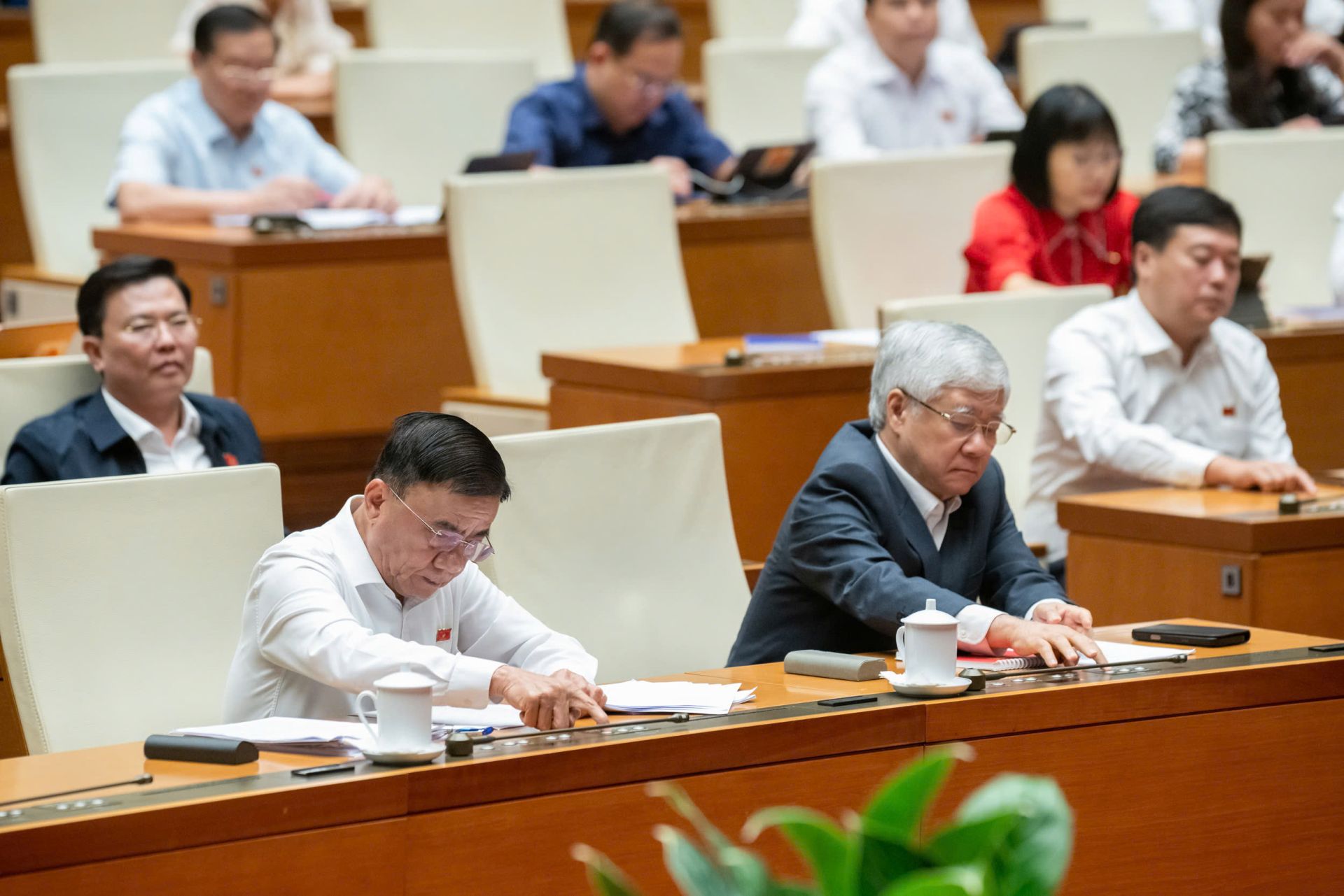 Các vị đại biểu Quốc hội tiến hành biểu quyết