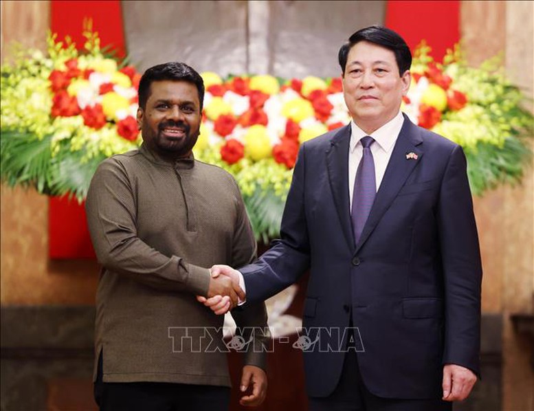 Chủ tịch nước Lương Cường và Tổng thống Sri Lanka Anura Kumara Dissanayaka. Ảnh: TTXVN Chủ tịch nước Lương Cường và Tổng thống Sri Lanka Anura Kumara Dissanayaka. Ảnh: TTXVN