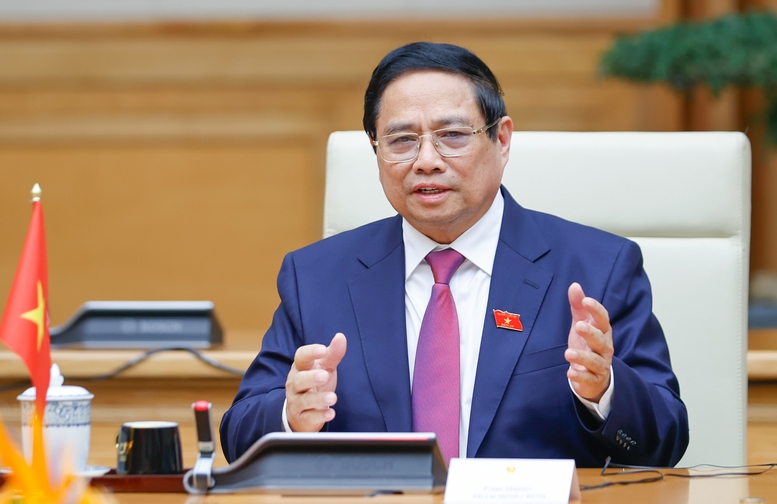 Thủ tướng Phạm Minh Chính nhấn mạnh, Việt Nam và Sri Lanka có những mối liên kết sâu đậm từ trong lịch sử, bắt nguồn từ sự tương đồng về Phật giáo và các giá trị tư tưởng chung, cùng có khát vọng hòa bình, độc lập, tự do và hạnh phúc cho nhân dân - Ảnh: VGP/Nhật Bắc