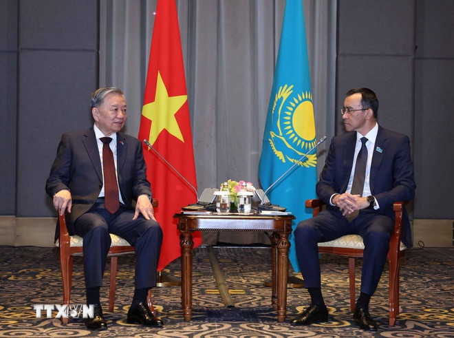 Tổng Bí thư Tô Lâm hội kiến Chủ tịch Thượng viện Kazakhstan Maulen Ashimbayev
