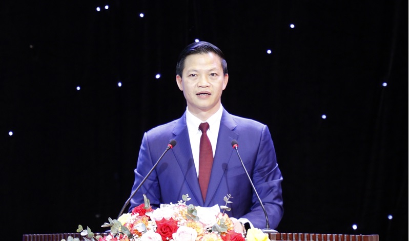 Chủ tịch UBND tỉnh Vương Quốc Tuấn phát biểu chào mừng Hội nghị.