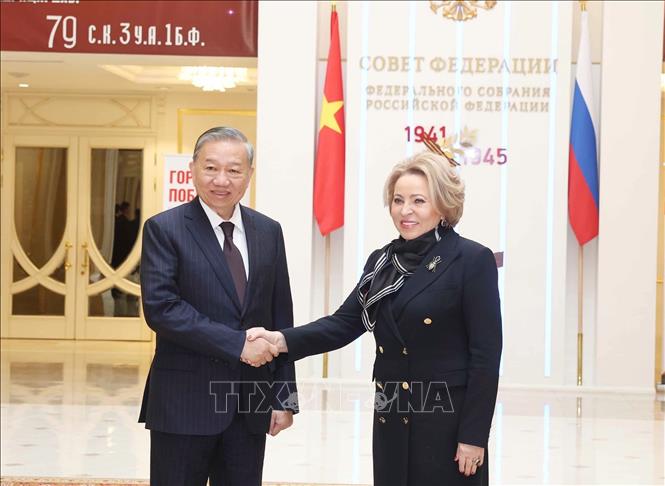 Tổng Bí thư Tô Lâm hội kiến Chủ tịch Hội đồng Liên bang Valentina Matviyenko