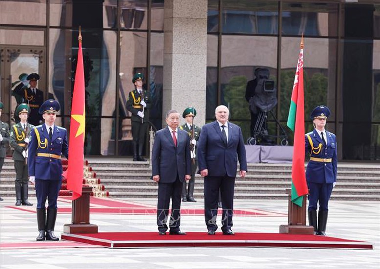 Lễ đón Tổng Bí thư Tô Lâm thăm cấp Nhà nước Cộng hòa Belarus