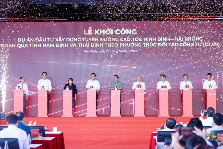 Thủ tướng Phạm Minh Chính dự lễ khởi công tuyến cao tốc huyết mạch qua Thái Bình, Nam Định