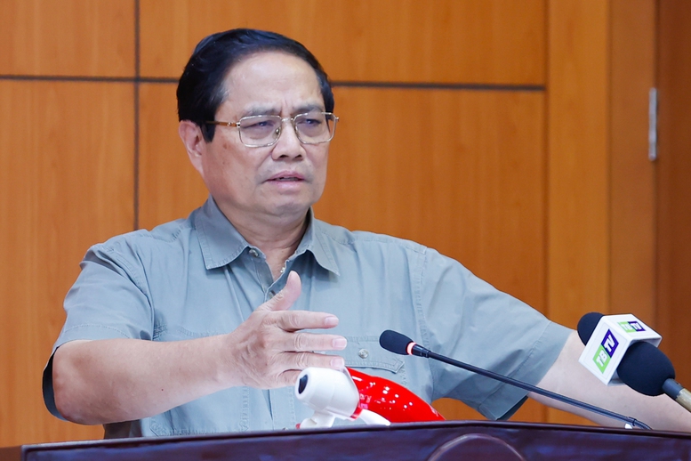 Thủ tướng Phạm Minh Chính cho rằng Thái Bình chưa phát huy hết tiềm năng khác biệt, cơ hội nổi trội, lợi thế cạnh tranh; kinh tế chưa có bước phát triển bứt phá, đột phá - Ảnh: VGP/Nhật Bắc Thủ tướng Phạm Minh Chính cho rằng Thái Bình chưa phát huy hết tiềm năng khác biệt, cơ hội nổi trội, lợi thế cạnh tranh; kinh tế chưa có bước phát triển bứt phá, đột phá - Ảnh: VGP/Nhật Bắc