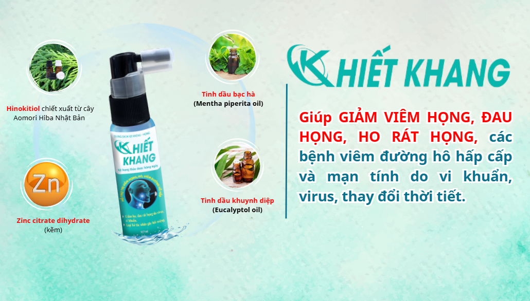 Xịt họng Khiết Khang - Kháng khuẩn, kháng virus - Họng êm tức thì Xịt họng Khiết Khang - Kháng khuẩn, kháng virus - Họng êm tức thì