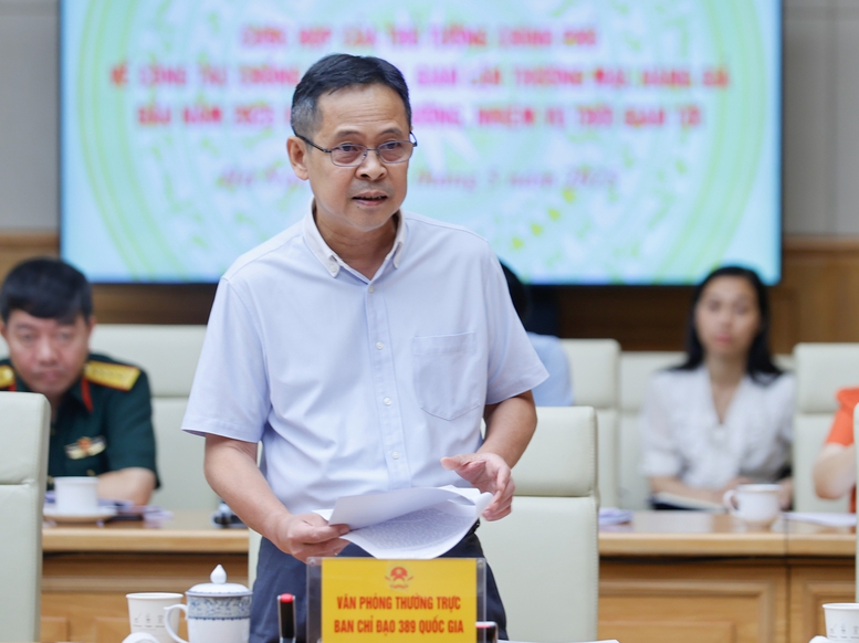 Đại diện Văn phòng Thường trực Ban Chỉ đạo 389 Quốc gia phát biểu tại buổi làm việc - Ảnh: VGP/Nhật Bắc