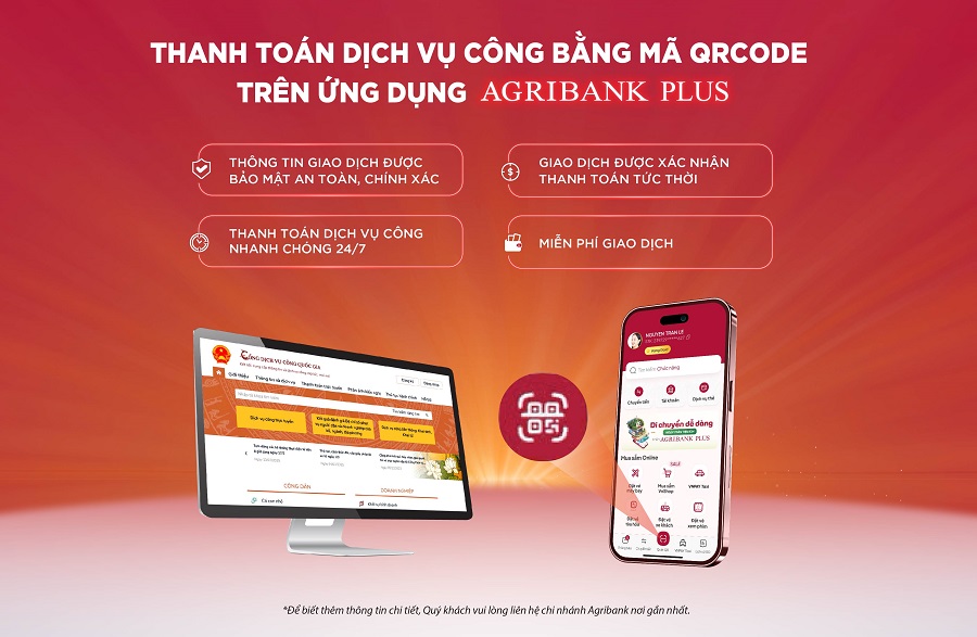 Thanh toán dịch vụ công nhanh chóng bằng mã QRCode trên ứng dụng Agribank Plus