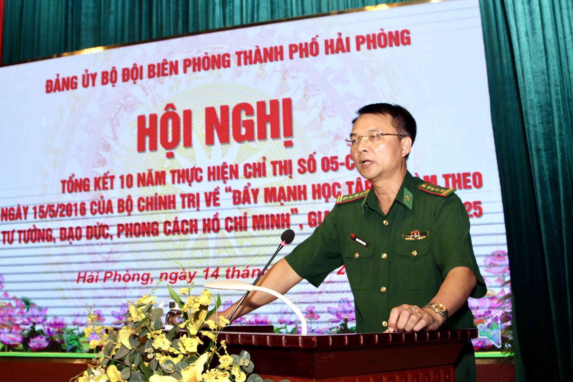 Đại tá Phạm Hồng Phong, Chính uỷ BĐBP Hải Phòng phát biểu