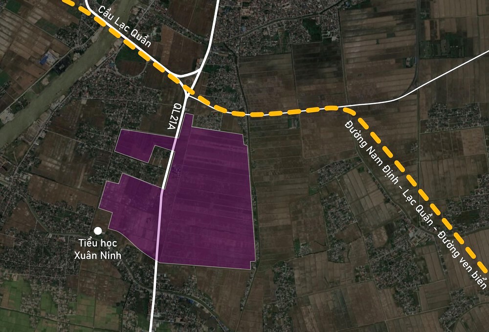 Vị tr&iacute; dự kiến quy hoạch KCN Xu&acirc;n Ki&ecirc;n, Nam Định