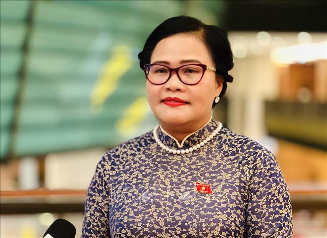Đại biểu Nguyễn Thị Sửu, Đoàn đại biểu Quốc hội thành phố Huế trả lời phỏng vấn.