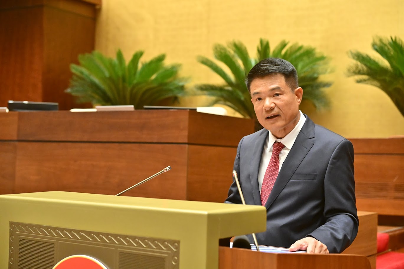 Viện trưởng Viện kiểm sát nhân dân tối cao Nguyễn Huy Tiến trình bày Tờ trình tóm tắt Dự án Nghị quyết của Quốc hội. Ảnh: Quang Khánh, Báo Đại biểu nhân dân Viện trưởng Viện kiểm sát nhân dân tối cao Nguyễn Huy Tiến trình bày Tờ trình tóm tắt Dự án Nghị quyết của Quốc hội. Ảnh: Quang Khánh, Báo Đại biểu nhân dân