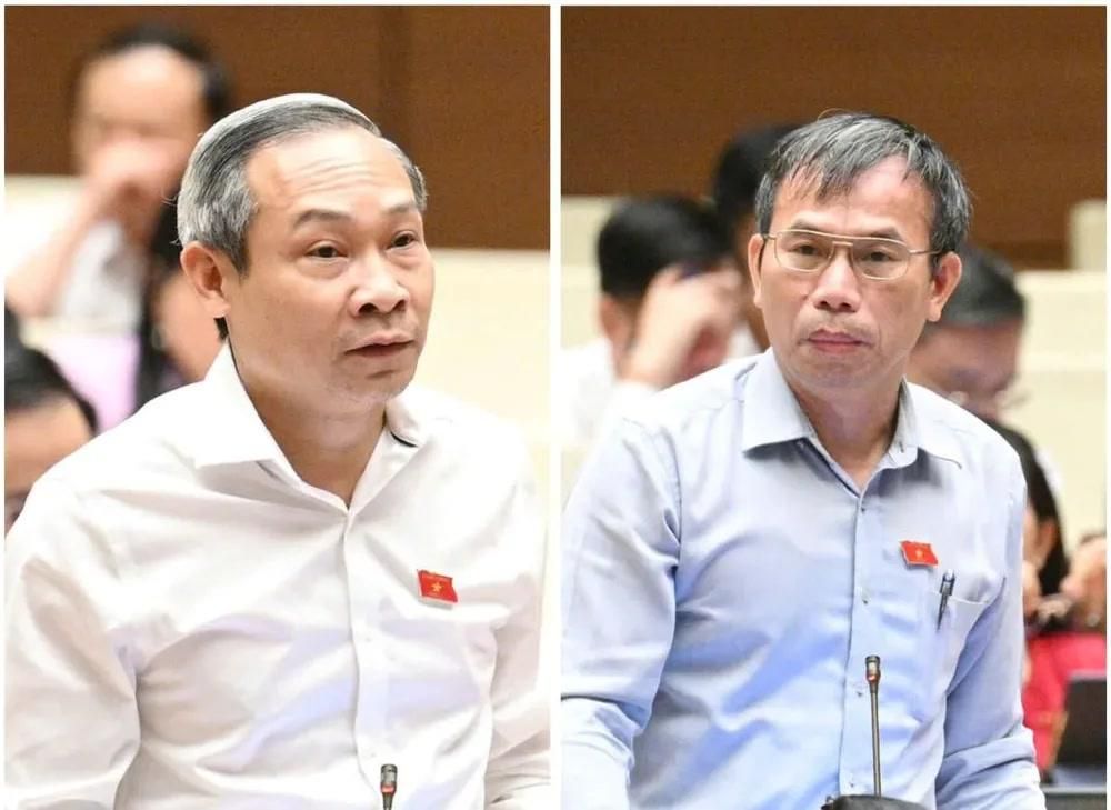 Hai ĐB Phan Đức Hiếu (trái) và Đồng Ngọc Ba (phải) có quan điểm khác nhau về độ tuổi thành lập doanh nghiệp. Ảnh: QH Hai ĐB Phan Đức Hiếu (trái) và Đồng Ngọc Ba (phải) có quan điểm khác nhau về độ tuổi thành lập doanh nghiệp. Ảnh: QH