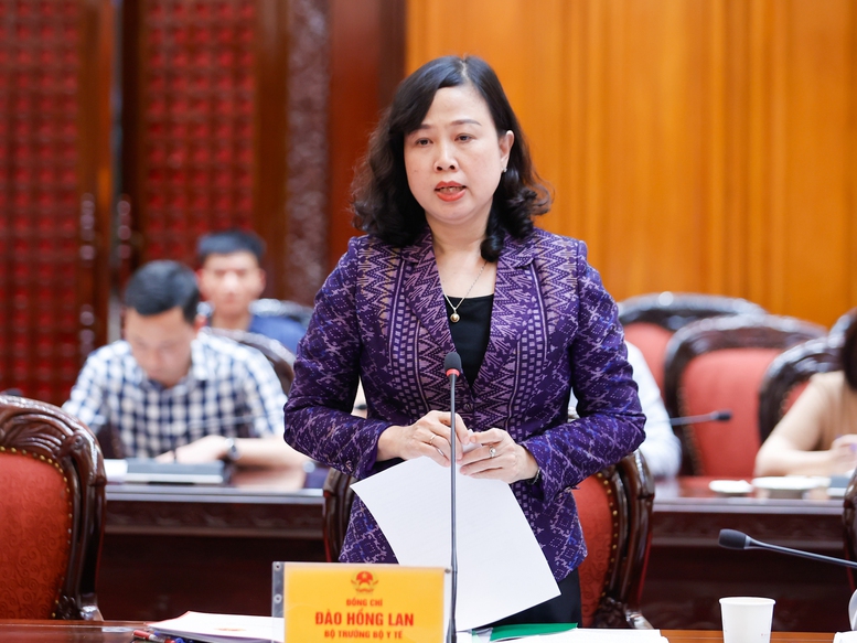 Bộ trưởng Bộ Y tế Đào Hồng Lan phát biểu tại phiên họp - Ảnh: VGP/Nhật Bắc