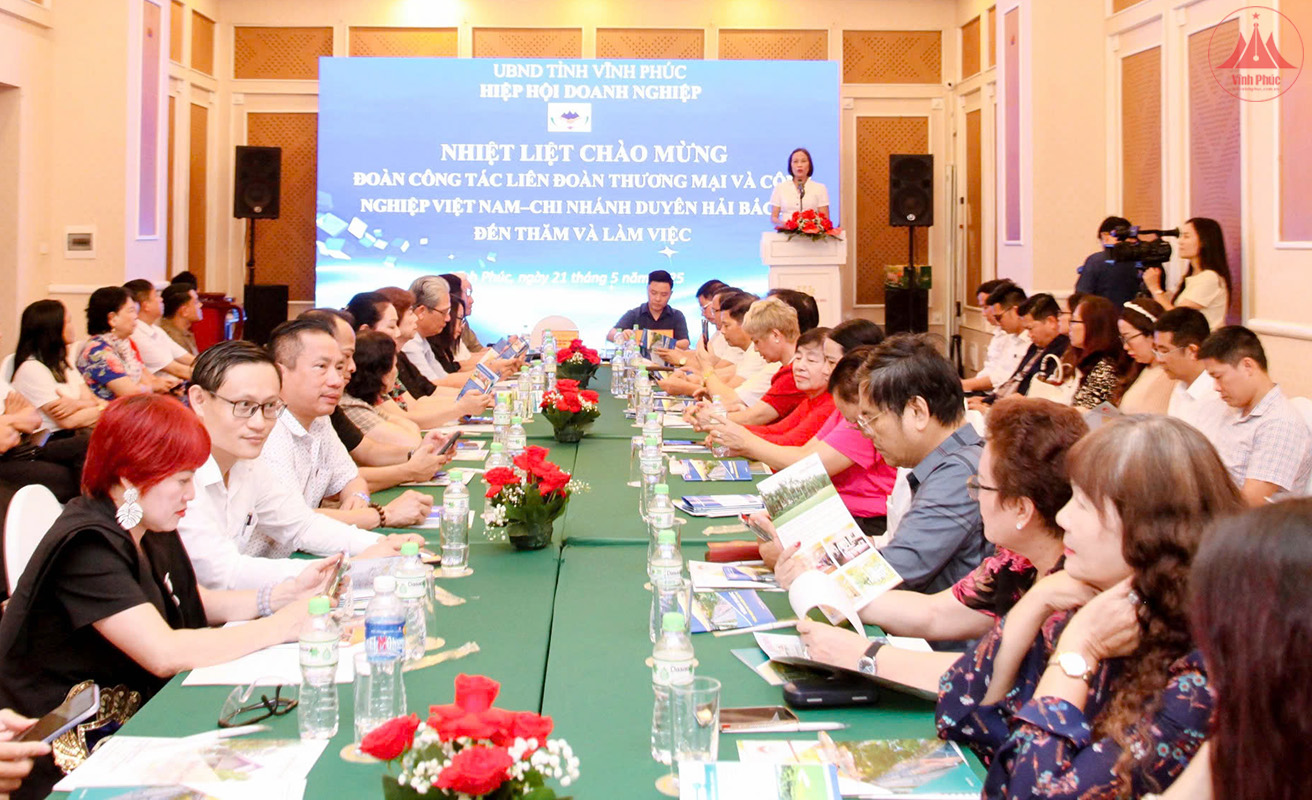 Chủ tịch Hiệp hội Doanh nghiệp tỉnh Phạm Thị Hồng Thủy phát biểu tại hội nghị.