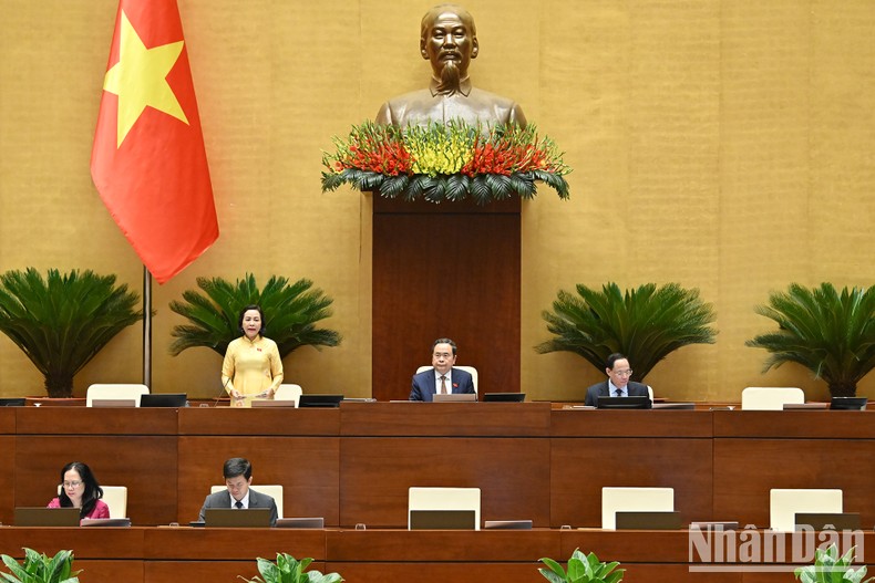 Phó Chủ tịch Quốc hội Nguyễn Thị Thanh điều hành phiên họp. (Ảnh: Thủy Nguyên)