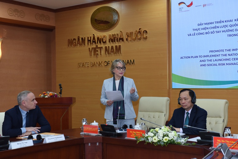 TS Michaela Baur – Giám đốc Quốc gia Tổ chức Hợp tác Quốc tế Đức (GIZ) tại Việt Nam phát biểu - Ảnh: VGP/HT