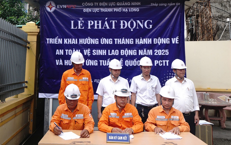 Điện lực thành phố Hạ Long hưởng ứng Tháng hành động về ATVSLĐ và Tuần lễ Quốc gia PCTT năm 2025
