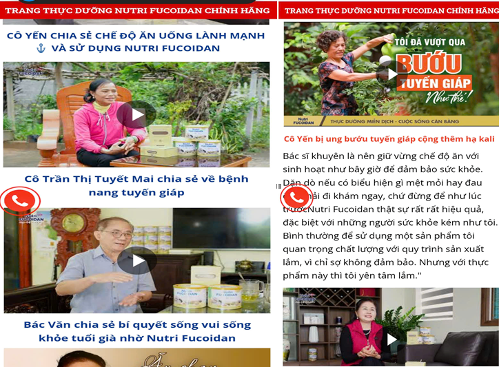 Website “nutrifucoidan.online” sử dụnghình ảnh của các bệnh nhân bị ung thư nói về Thực dưỡng miễn dịch Nutri Fucoidan, công dụng của sản phẩm Nutri Fucoidan Plus. Ảnh: Chụp màn hình Website “nutrifucoidan.online” sử dụnghình ảnh của các bệnh nhân bị ung thư nói về Thực dưỡng miễn dịch Nutri Fucoidan, công dụng của sản phẩm Nutri Fucoidan Plus. Ảnh: Chụp màn hình