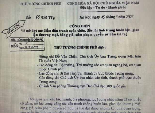 Khi nào Bình Định mới triển khai Công điện số 65/CĐ-TTg của Chính phủ?