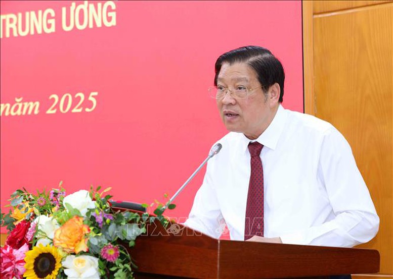 Trưởng Ban Nội chính Trung ương Phan Đình Trạc phát biểu tại buổi làm việc - Ảnh: TTXVN