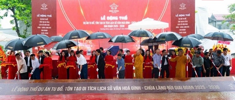 Lễ động thổ tu bổ, tôn tạo di tích Đình - Chùa làng Bùi