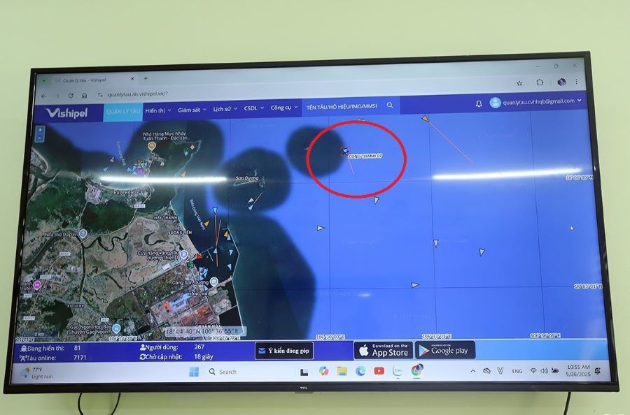 Vị trí tàu Công Thành 07 bị chìm cách cảng Vũng Áng chừng 9 hải lý.