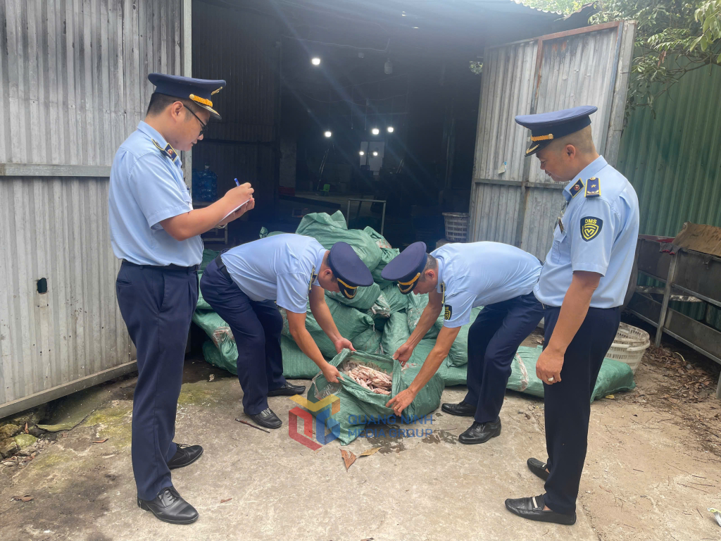 Bắt giữ gần 8 tấn chân gà không rõ nguồn gốc tại Móng Cái