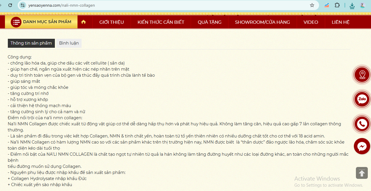 Sản phẩm Na’li NMN Collagen được quảng cáo như thần dược, tăng cường sinh lý cho cả nam và nữ