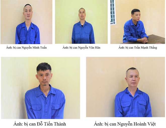 Các đối tượng trong đường dây đánh bạc bị bắt giữ. Ảnh: Công an Nam Định