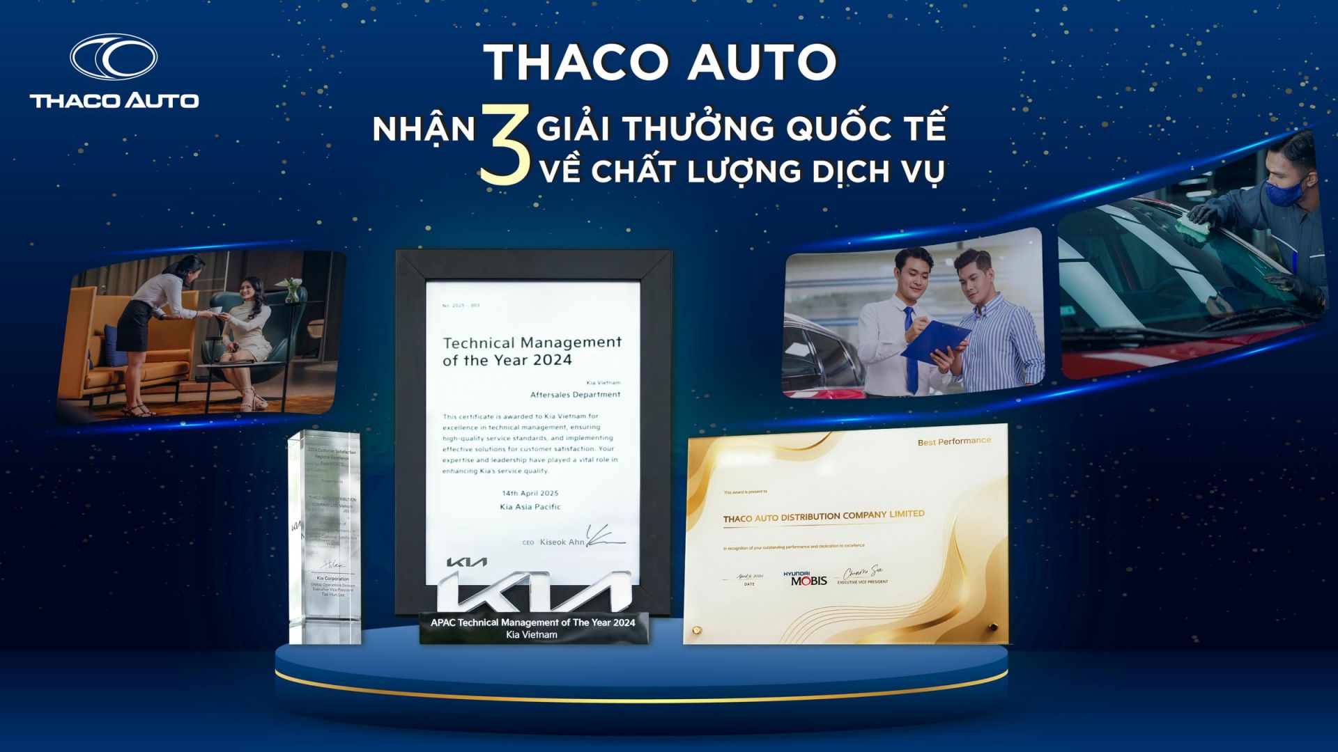 Ba giải thưởng quốc tế về chất lượng dịch vụ THACO AUTO vinh dự nhận được từ Tập đoàn Kia Ba giải thưởng quốc tế về chất lượng dịch vụ THACO AUTO vinh dự nhận được từ Tập đoàn Kia