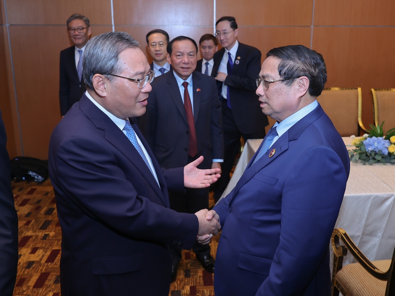 Thủ tướng Phạm Minh Chính và Thủ tướng Quốc vụ viện Trung Quốc Lý Cường - Ảnh: VGP/Nhật Bắc Thủ tướng Phạm Minh Chính và Thủ tướng Quốc vụ viện Trung Quốc Lý Cường - Ảnh: VGP/Nhật Bắc