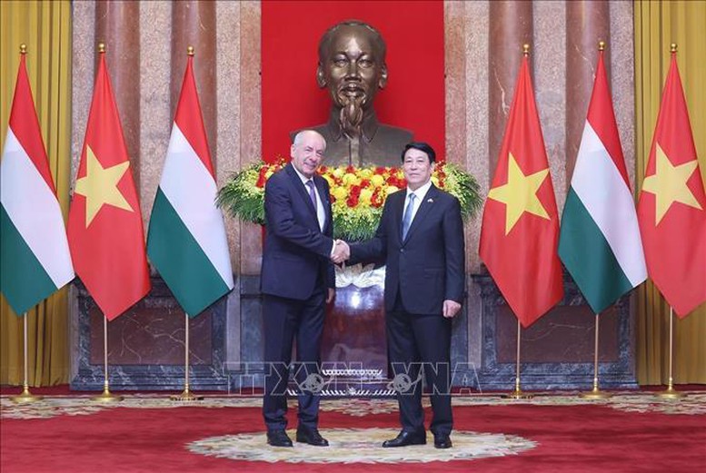 Chủ tịch nước Lương Cường và Tổng thống Hungary Sulyok Tamas. Ảnh: TTXVN