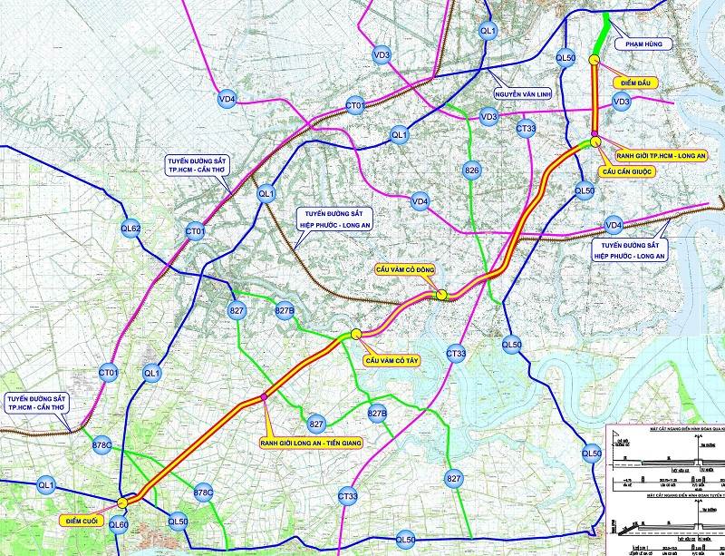 Hướng tuyến Quốc lộ 50B nối TP. Hồ Chí Minh - Long An - Tiền Giang Hướng tuyến Quốc lộ 50B nối TP. Hồ Chí Minh - Long An - Tiền Giang