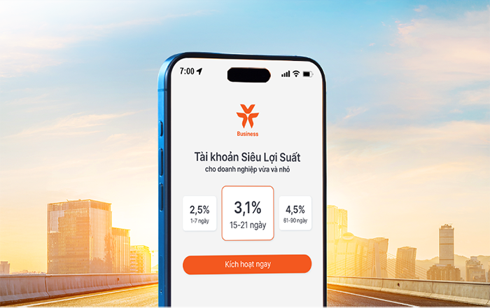 Tài khoản Siêu Lợi Suất dễ dàng được kích hoạt ngay trên nền tảng ngân hàng số VIB Business, mang đến trải nghiệm linh hoạt, minh bạch và an toàn cho hộ kinh doanh, doanh nghiệp Tài khoản Siêu Lợi Suất dễ dàng được kích hoạt ngay trên nền tảng ngân hàng số VIB Business, mang đến trải nghiệm linh hoạt, minh bạch và an toàn cho hộ kinh doanh, doanh nghiệp