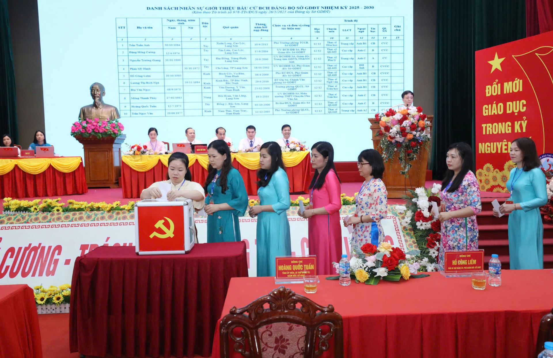 Các đại biểu tham gia bỏ phiếu bầu Ban Chấp hành Đảng bộ Sở Giáo dục và Đào tạo Lạng Sơn nhiệm kỳ 2025 - 2030