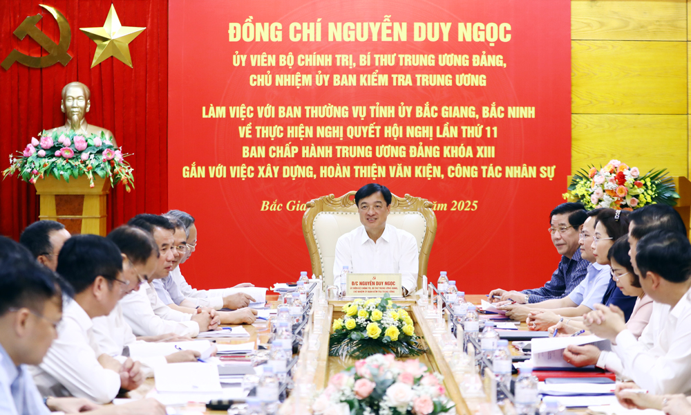 Đồng chí Nguyễn Duy Ngọc chủ trì buổi làm việc.