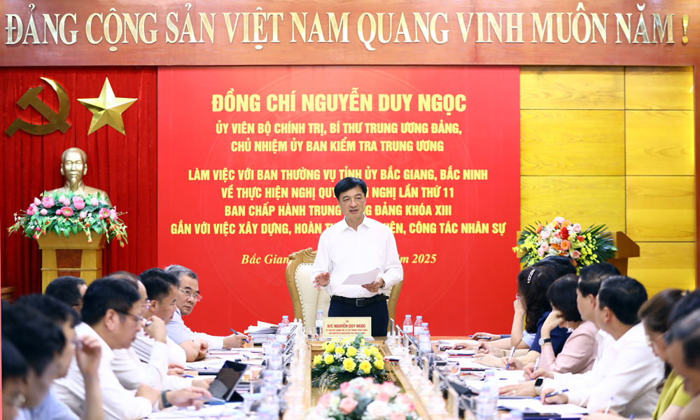 Đồng chí Nguyễn Duy Ngọc phát biểu kết luận buổi làm việc.