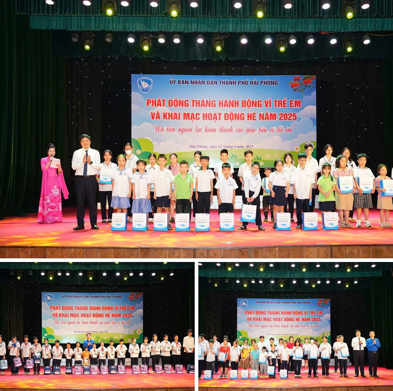 Trao 60 suất học bổng từ Quỹ Bảo trợ trẻ em th&agrave;nh phố, 20 suất qu&agrave; của Hội đồng Đội th&agrave;nh phố v&agrave; 60 phần qu&agrave; từ Quỹ Bảo trợ trẻ em d&agrave;nh tặng c&aacute;c em học sinh c&oacute; ho&agrave;n cảnh kh&oacute; khăn..