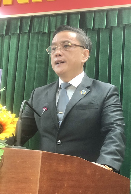 Luật sư, Thạc sĩ Nguyễn Tấn Khoa phát biểu tại Hội nghị. Ảnh: VH