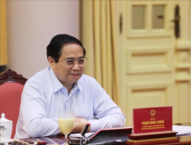 Thủ tướng Phạm Minh Chính, Phó Chủ tịch Hội đồng Quốc phòng và An ninh phát biểu. Ảnh: Lâm Khánh/TTXVN