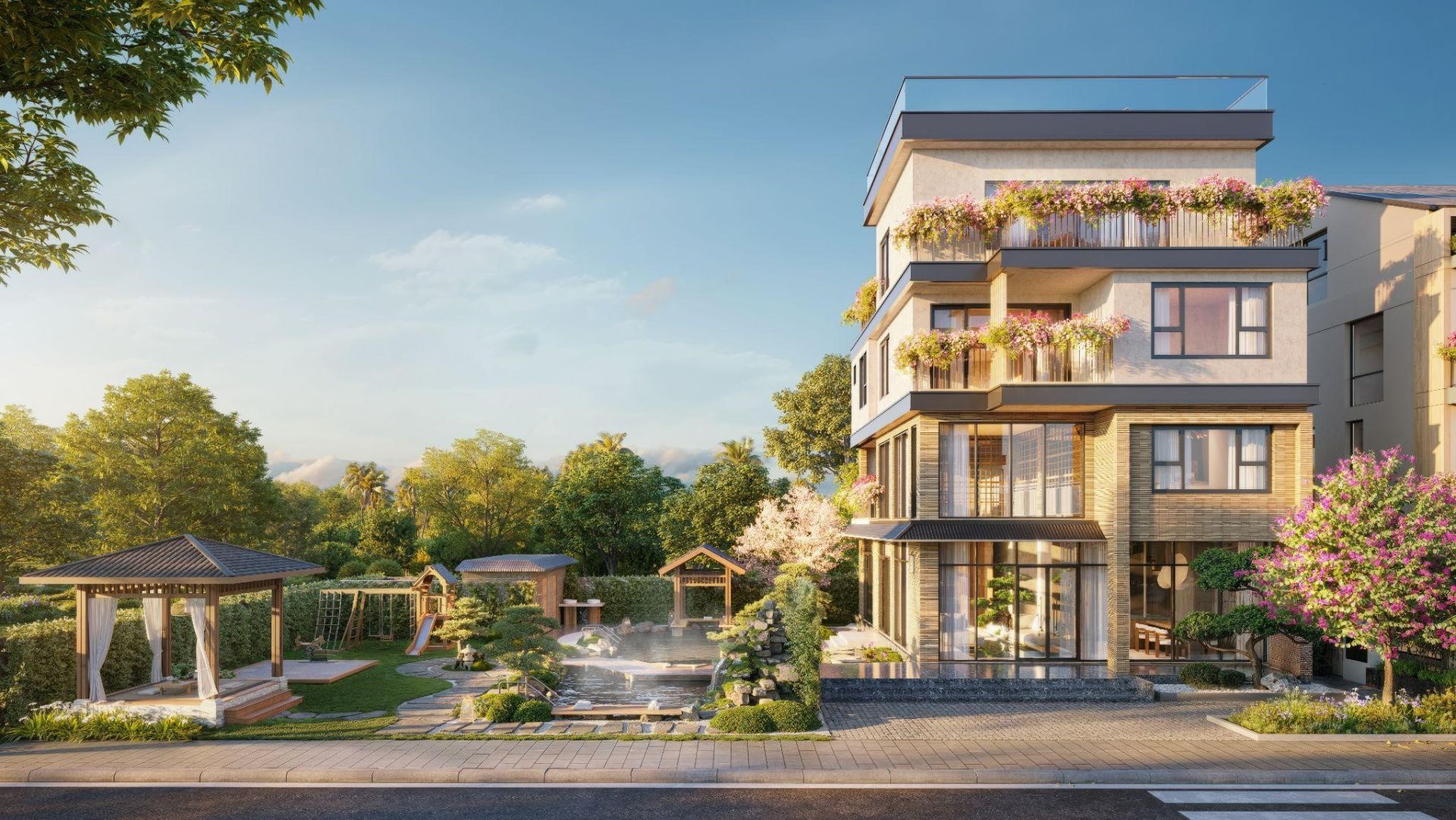 Tại Essensia Parkway, mỗi ngày của chủ nhân tinh hoa còn là hành trình tận hưởng chuỗi tiện ích độc bản bên trong “resort thu nhỏ”. Tại Essensia Parkway, mỗi ngày của chủ nhân tinh hoa còn là hành trình tận hưởng chuỗi tiện ích độc bản bên trong “resort thu nhỏ”.